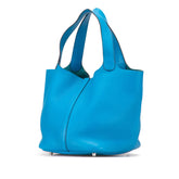 エルメス ピコタンロックMM ハンドバッグ ブルー系 シルバー金具 トリヨンクレマンス レディース HERMES 【中古】